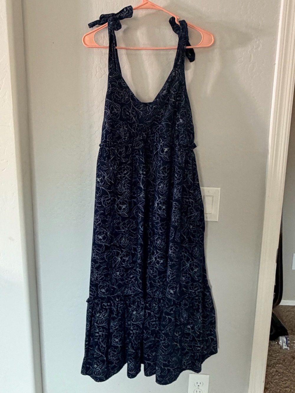 Navy Floral Tie-Shoulder Sundress